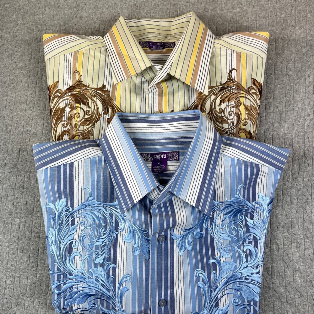 Country western cowboy rodeo bundle Embra 2 Dress Shirts Men XL embroidered